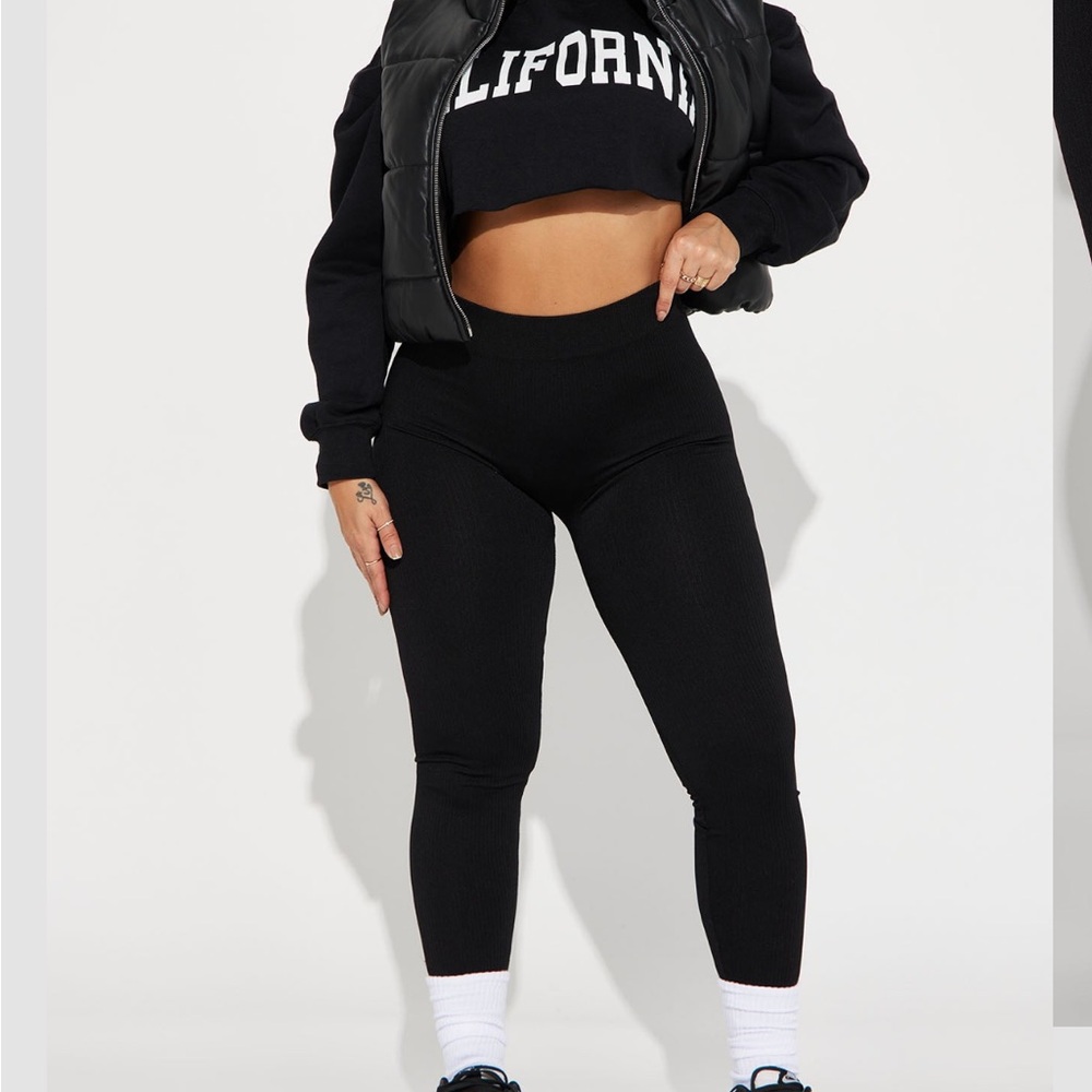 Reyna ribbed seamless leggings black